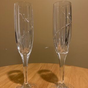 Two Vintage Mikasa Northern Lights Crystal Champagne Flute